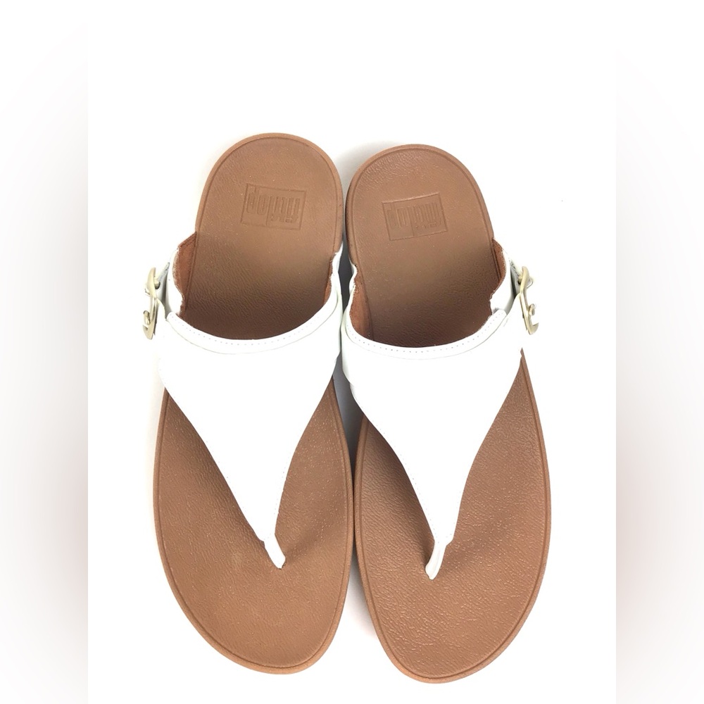 FitFlop Lulu Adjustable Leather Toe-Post sandals Urban White Size 10